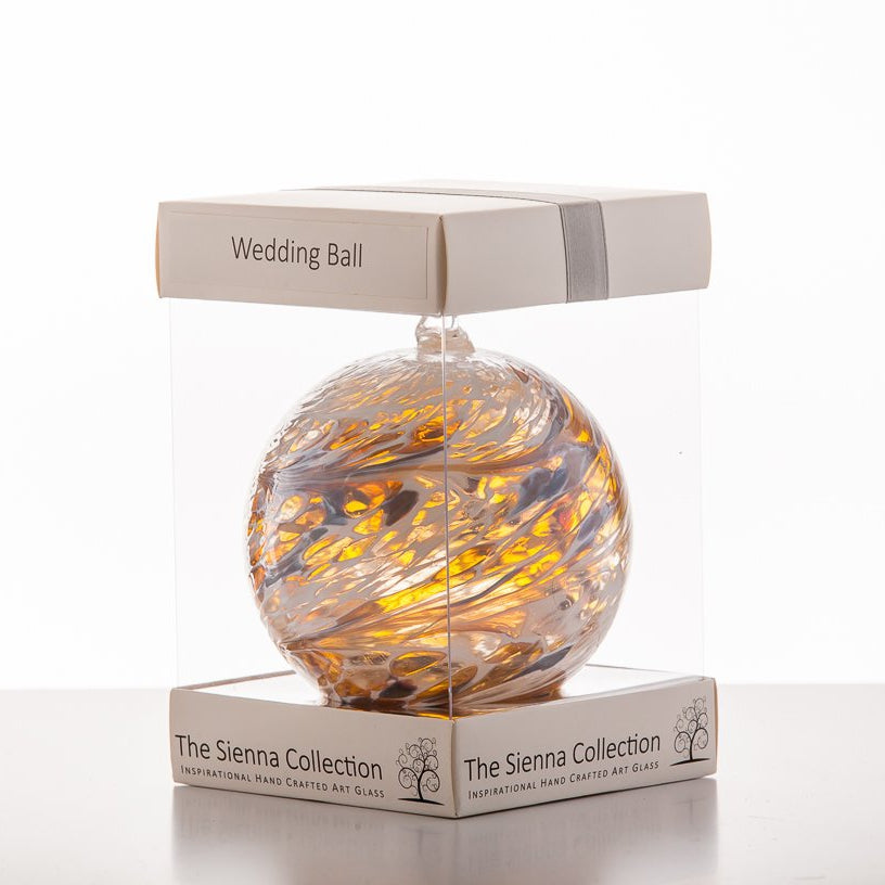 10cm Friendship Ball - Wedding - Pastel Gold - Sienna Glass