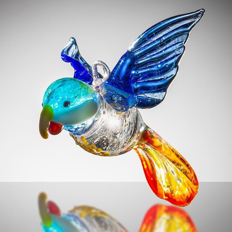 Large Bird - Parrot – Blue and Orange - Sienna Glass