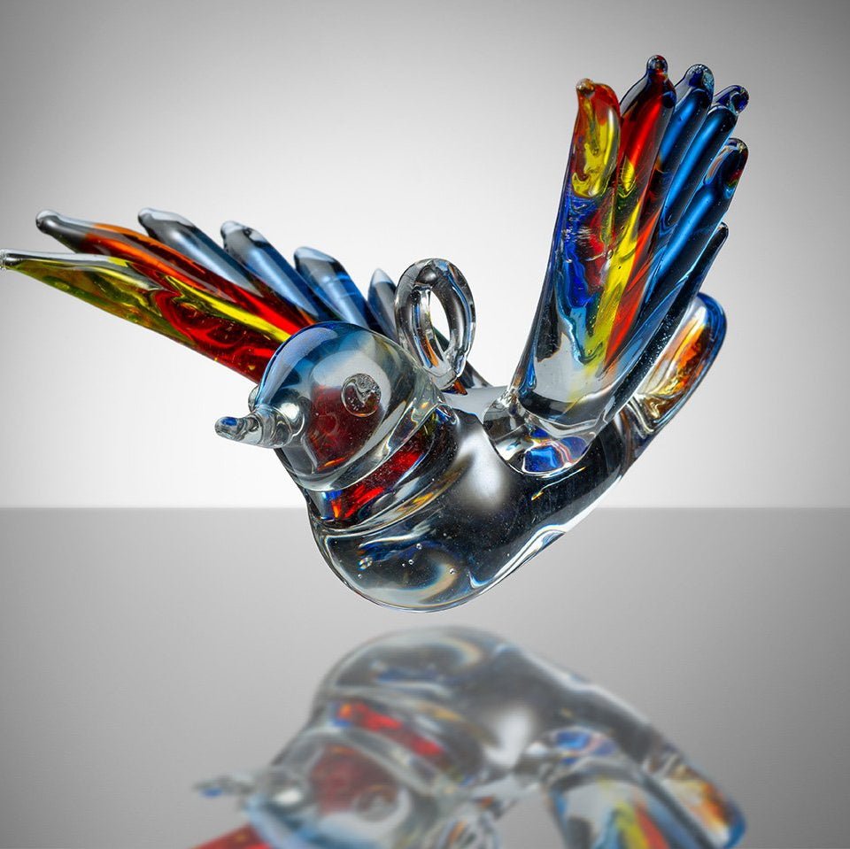 Small Bird – Yellow, Red and Blue - Sienna Glass