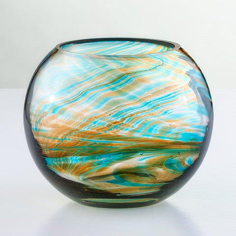Blown Glass Tealight Holder - Turquoise