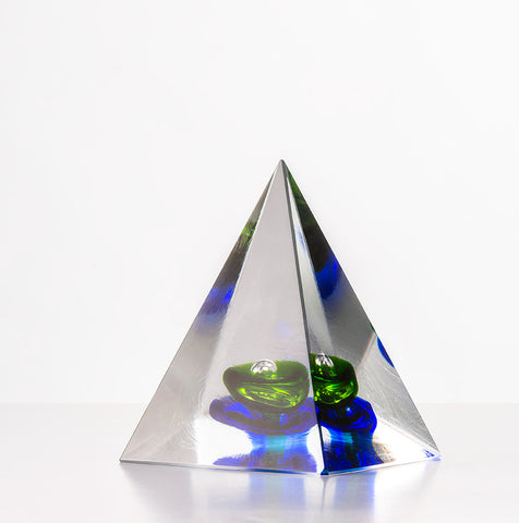 Pyramid Paperweight - Green & Blue | Sienna  Glass 