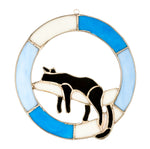 Hanging Stained Glass Circle - Cat Design - Blue - "Do not Disturb" | Sienna  Glass 