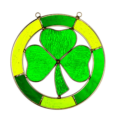 Hanging Stained Glass Shamrock