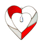 Hanging Stained Glass Heart - Red