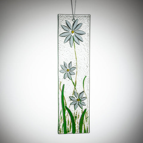 Hanging Decorative Flower Plaque - White | Sienna  Glass 