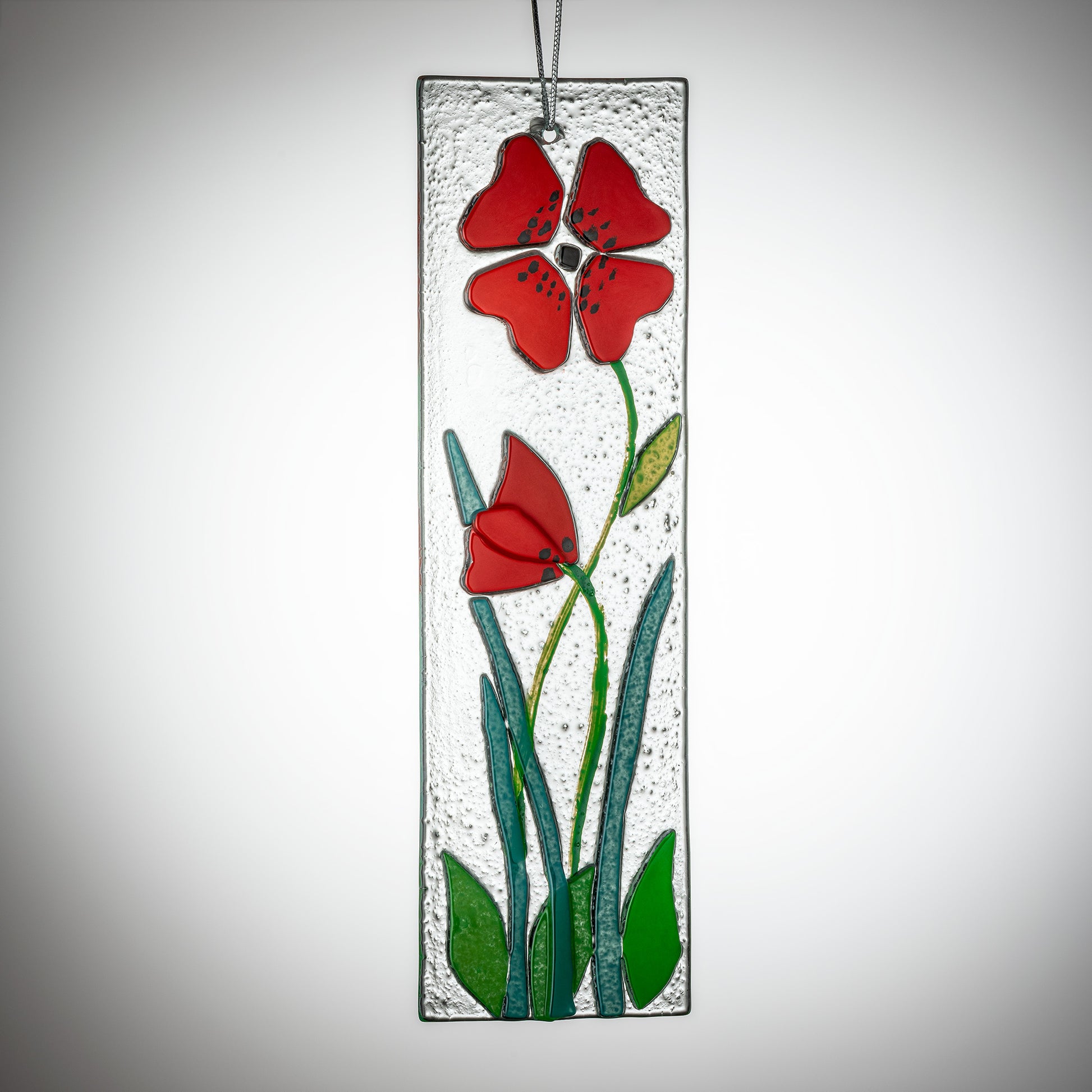 Hanging Decorative Flower Plaque - Red - Sienna Glass