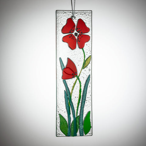 Hanging Decorative Flower Plaque - Red | Sienna  Glass 