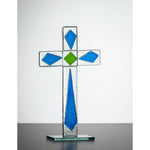Standing Cross - Green & Blue | Sienna  Glass 