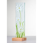 Standing Decorative Flower Plaque - White