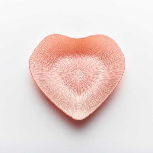 30cm Glass Bowl - Heart Design - Pink - Sienna Glass