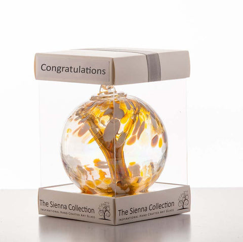 10cm Spirit Ball - Congratulations - Pastel Gold | Sienna  Glass 