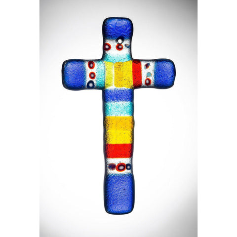 Hanging Glass Cross - Multicoloured