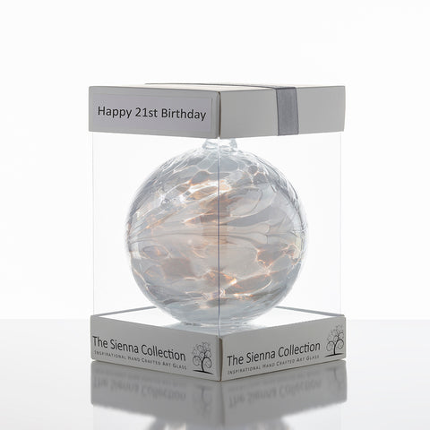 10cm Friendship Ball - Happy 21st Birthday | Sienna  Glass 