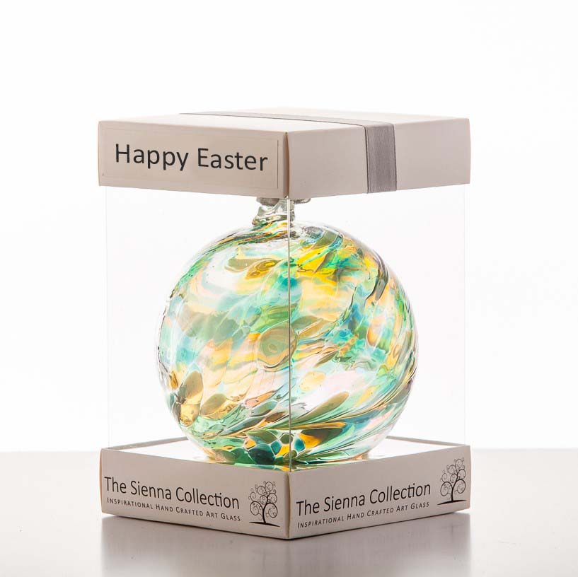 Happy Easter 10cm Friendship Ball - Peridot - Sienna Glass