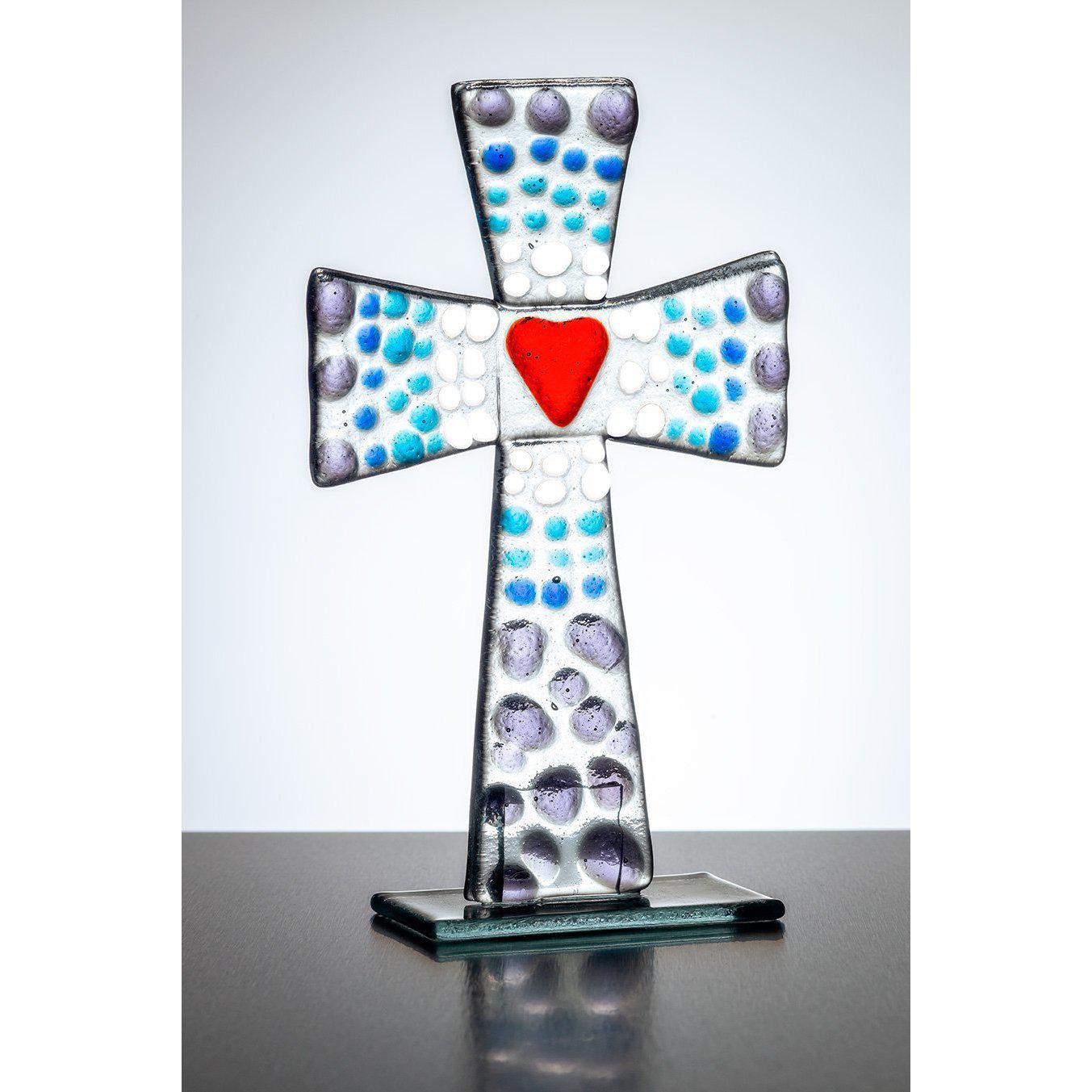 Standing Glass Cross - Purple & Blue | Sienna  Glass 